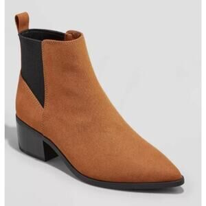 NWT A New Day Ankle Boots Shoes Size 10W Brown Suede Gwen Low Shaft